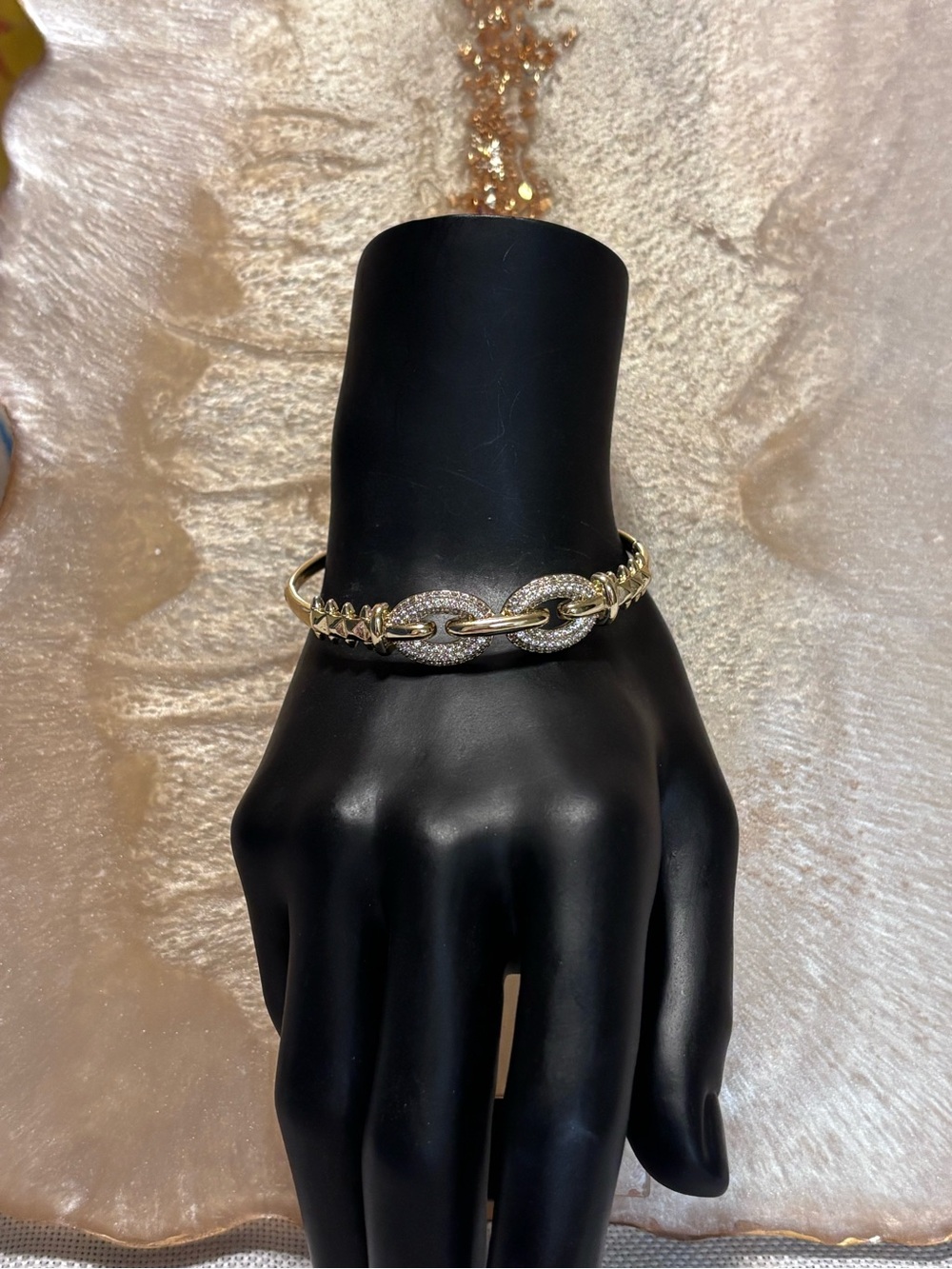 Gold-Tone Pavé Oval Link Bracelet